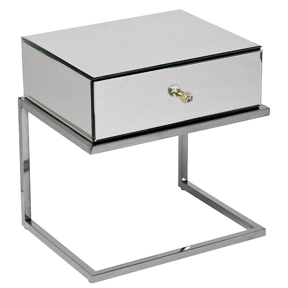 Тумбочка зеркальная с ящиком Mirror Chrome Cabinet