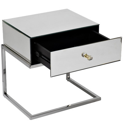 Тумбочка зеркальная с ящиком Mirror Chrome Cabinet
