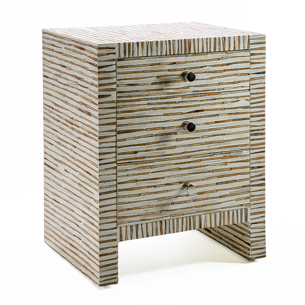 Тумбочка прикроватная Bogense Bone Inlay Bedside Beige