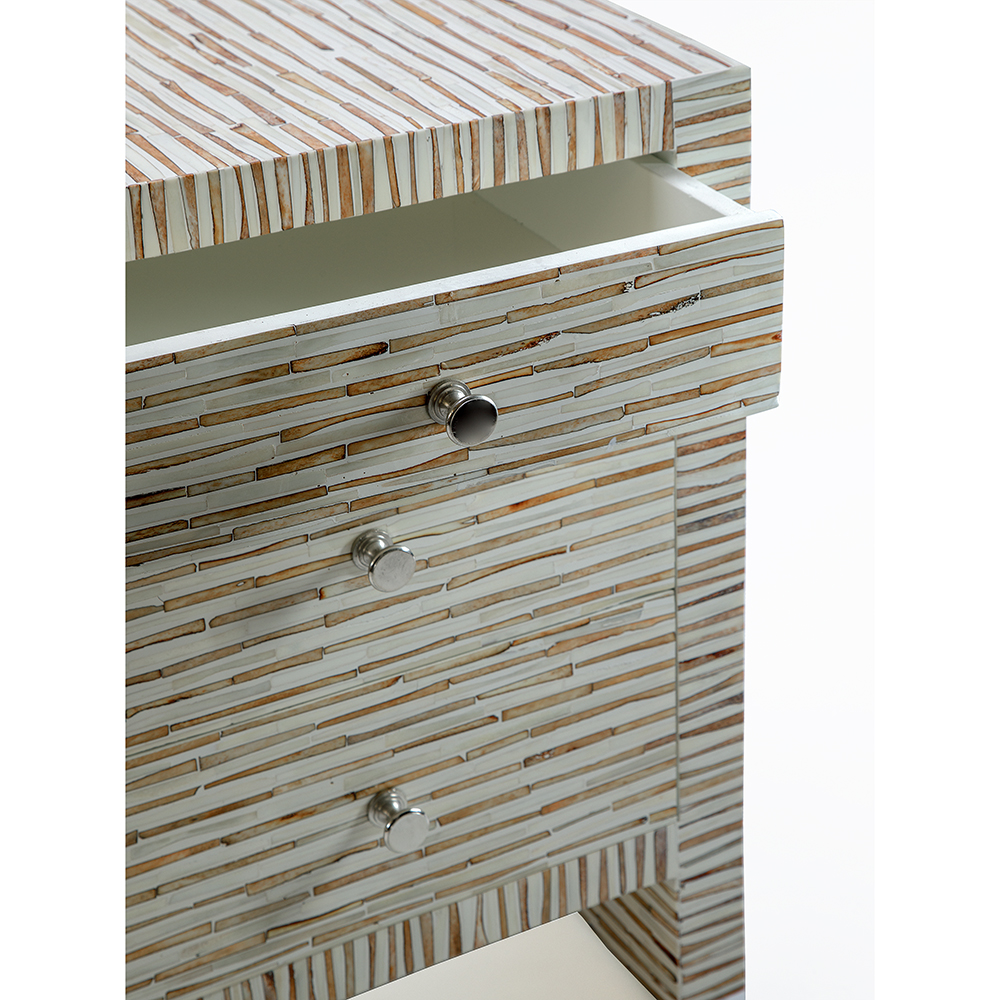 Тумбочка прикроватная Bogense Bone Inlay Bedside Beige