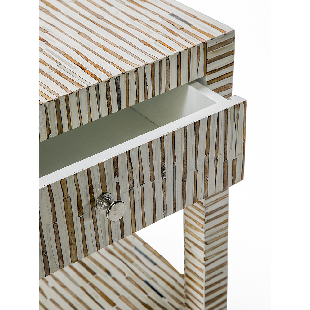Тумбочка прикроватная Vancouver Bone Inlay Bedside Beige