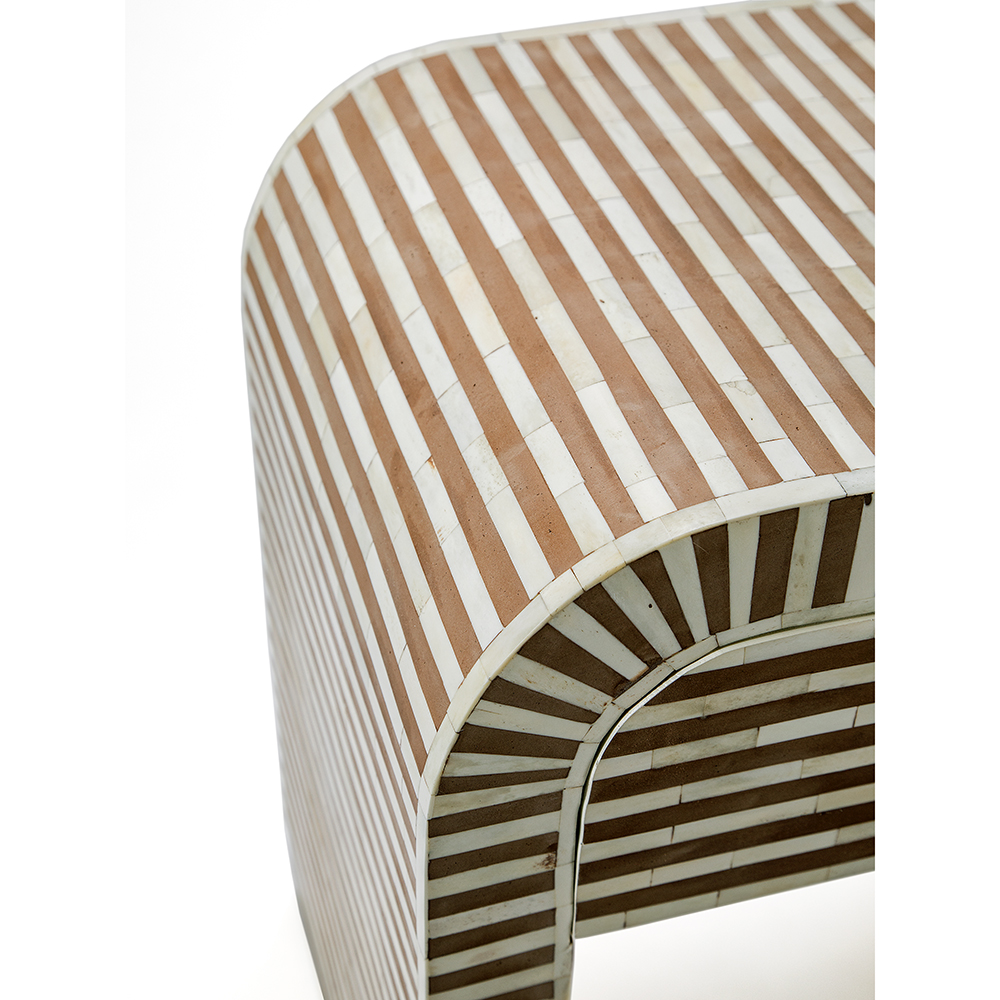 Тумбочка прикроватная с ящиком Tofino Stripes Bone Inlay Bedside Beige