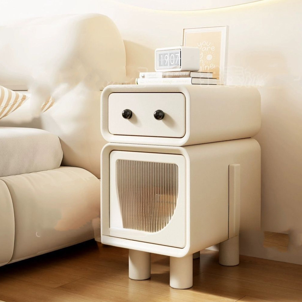 Тумбочка прикроватная с ящиком и стеклянной дверцей Робот Robot Bedside