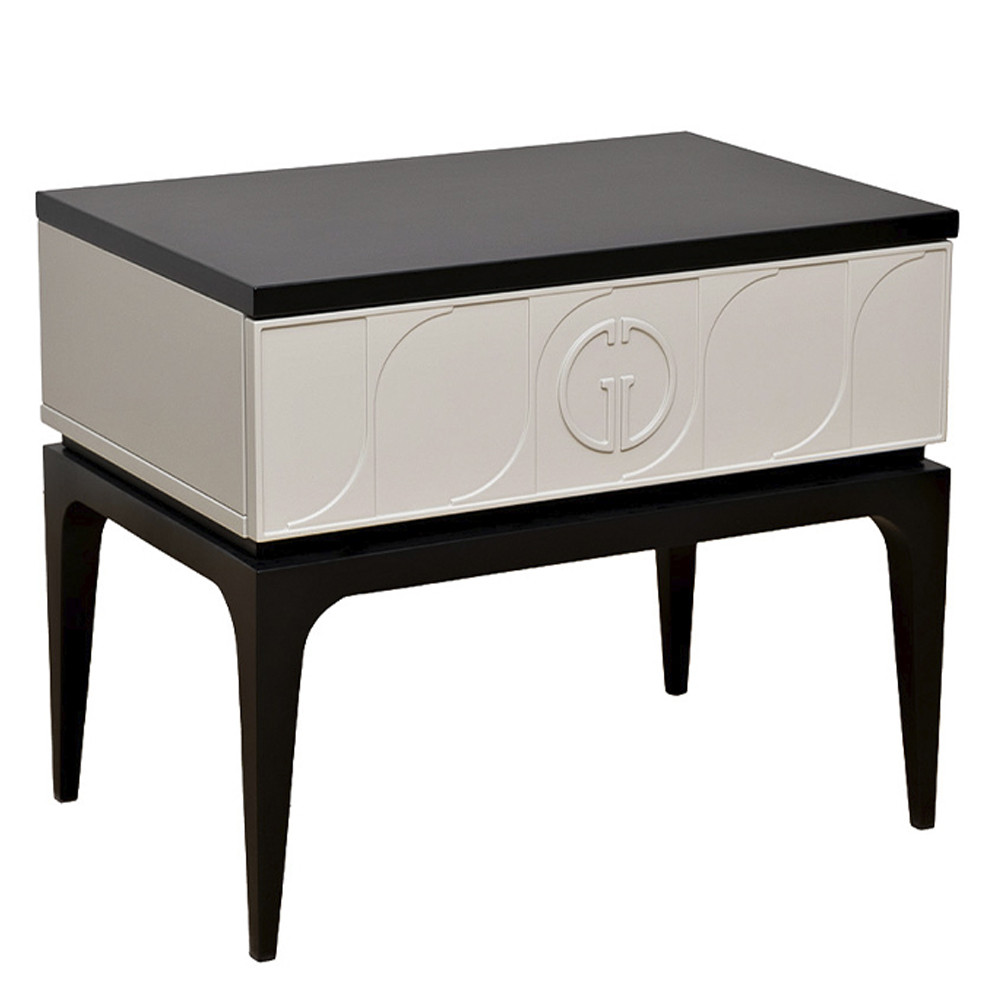 Тумбочка прикроватная с ящиком черно-серого цвета Noble Nightstand