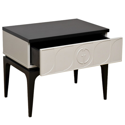 Тумбочка прикроватная с ящиком черно-серого цвета Noble Nightstand