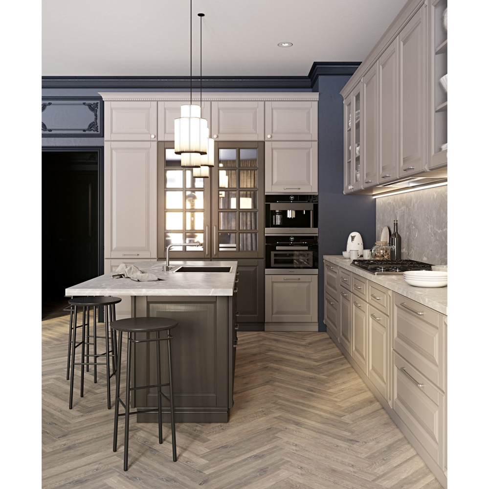 Угловая кухня с островом из массива дерева Amaline Kitchen Set