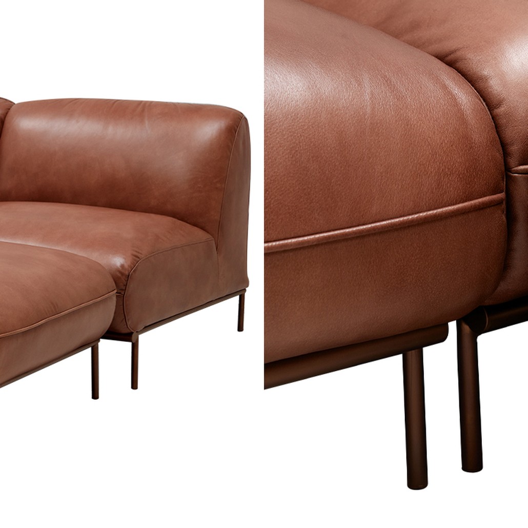 Угловой кожаный диван Macaire Leather Sofa