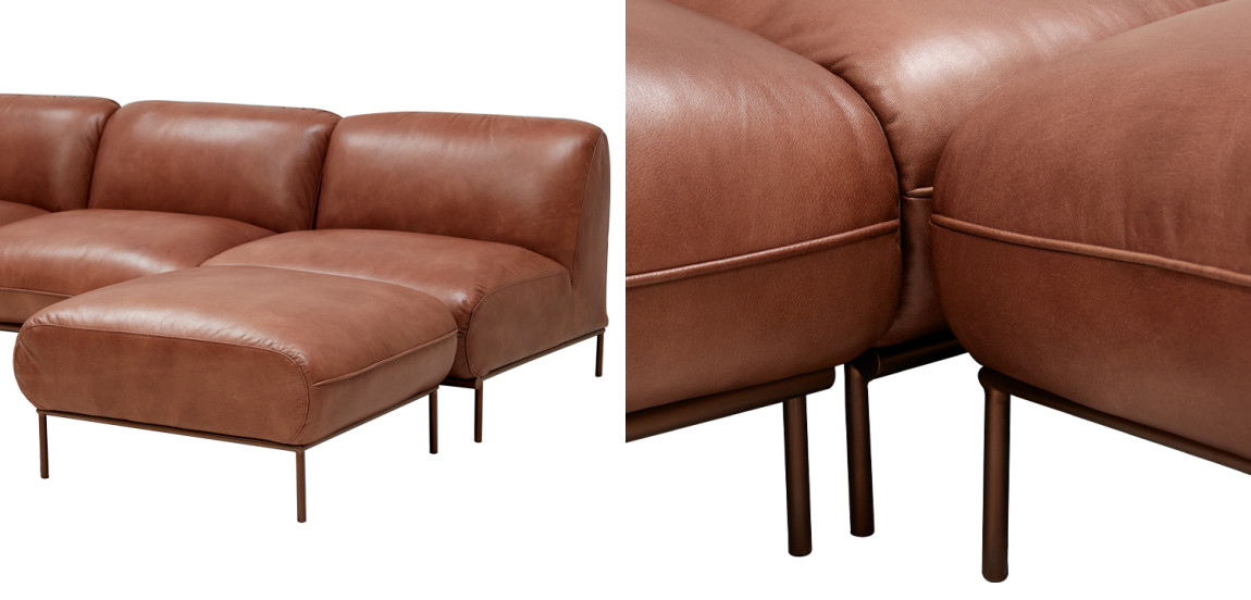 Угловой кожаный диван Macaire Leather Sofa