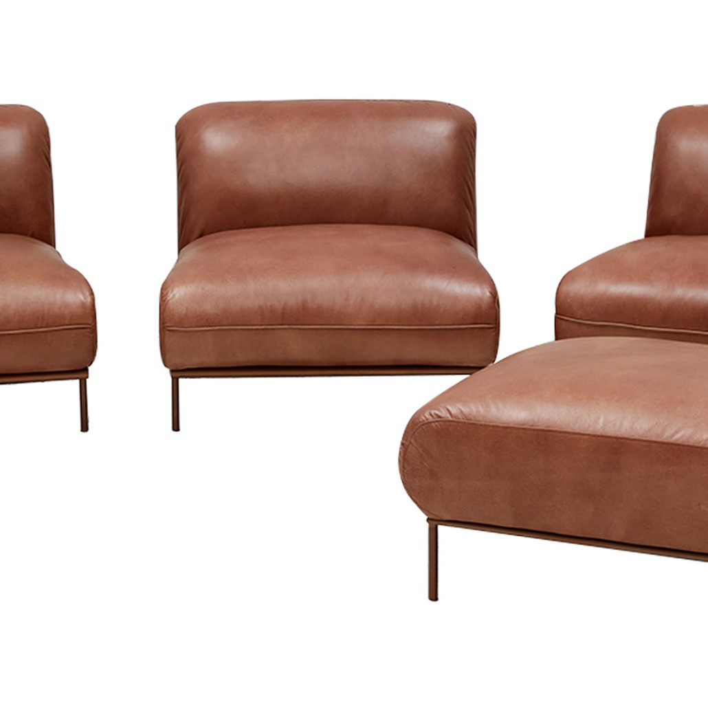 Угловой кожаный диван Macaire Leather Sofa