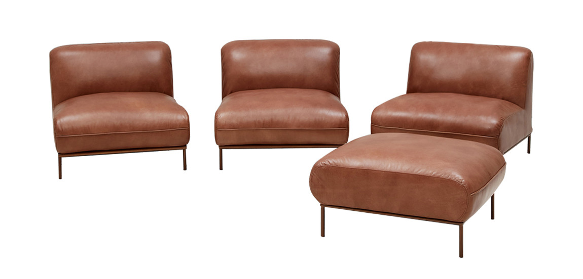 Угловой кожаный диван Macaire Leather Sofa