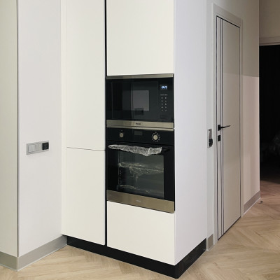 Угловой кухонный гарнитур Жемчужный белый Серый Clarke Kitchen Set White Grey
