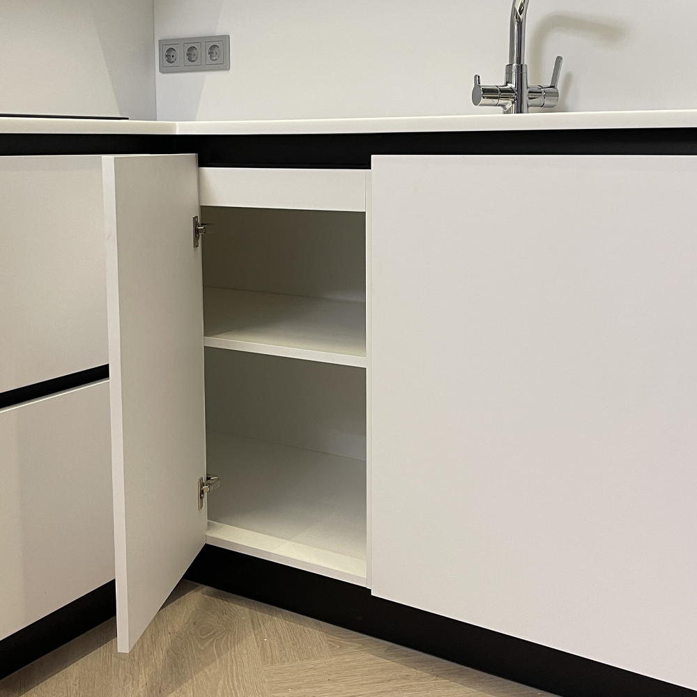 Угловой кухонный гарнитур Жемчужный белый Серый Clarke Kitchen Set White Grey