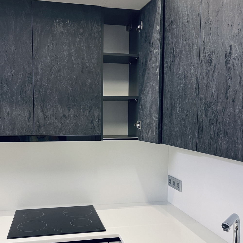 Угловой кухонный гарнитур Жемчужный белый Серый Clarke Kitchen Set White Grey