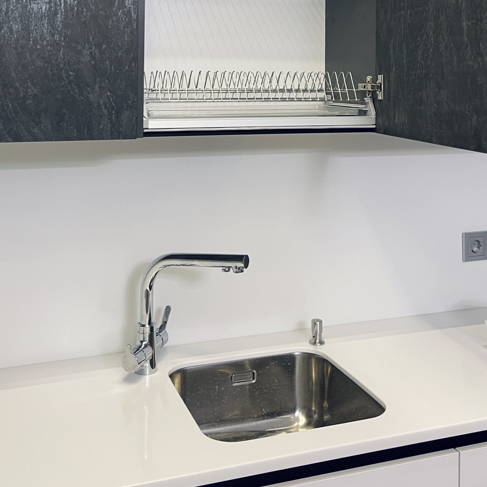 Угловой кухонный гарнитур Жемчужный белый Серый Clarke Kitchen Set White Grey