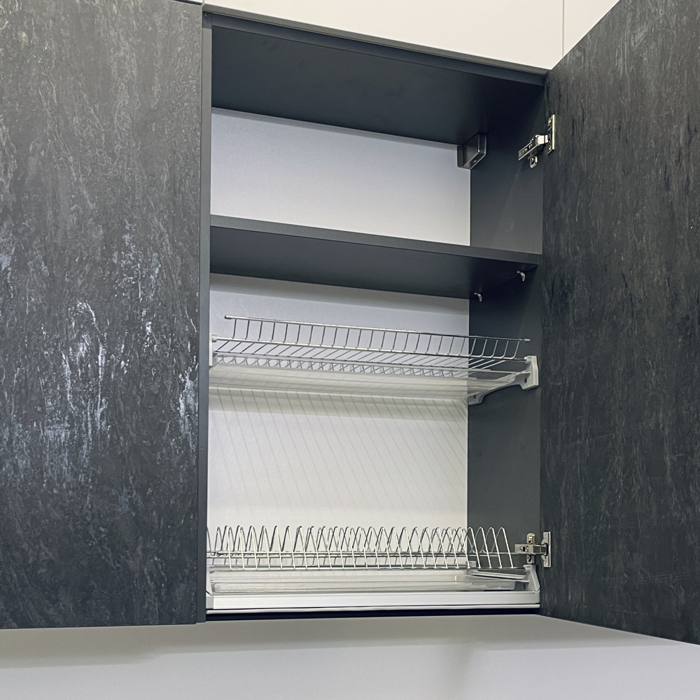 Угловой кухонный гарнитур Жемчужный белый Серый Clarke Kitchen Set White Grey