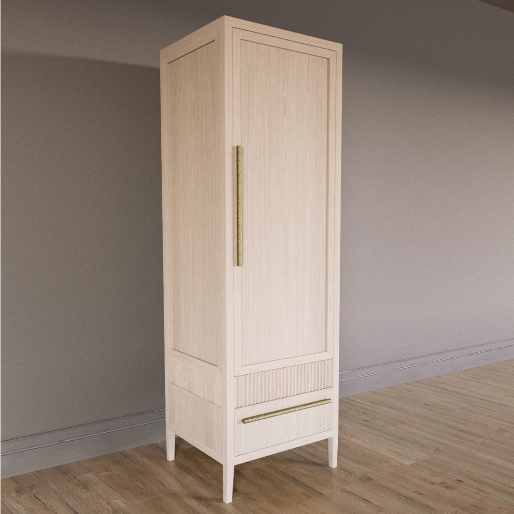 Узкий Шкаф Primo с 2 выдвижными ящиками Светлый дуб