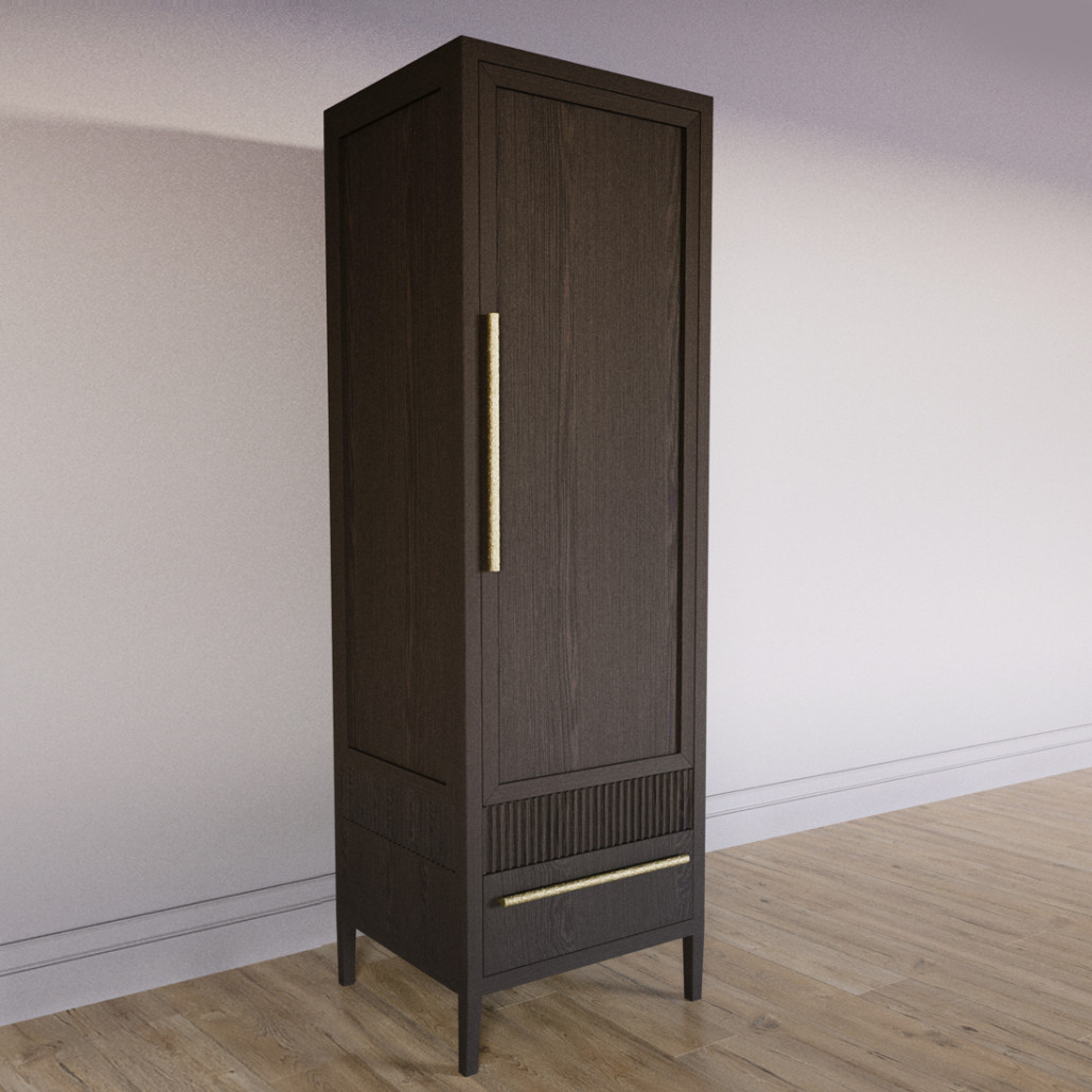 Узкий Шкаф Primo с 2 выдвижными ящиками Темный орех