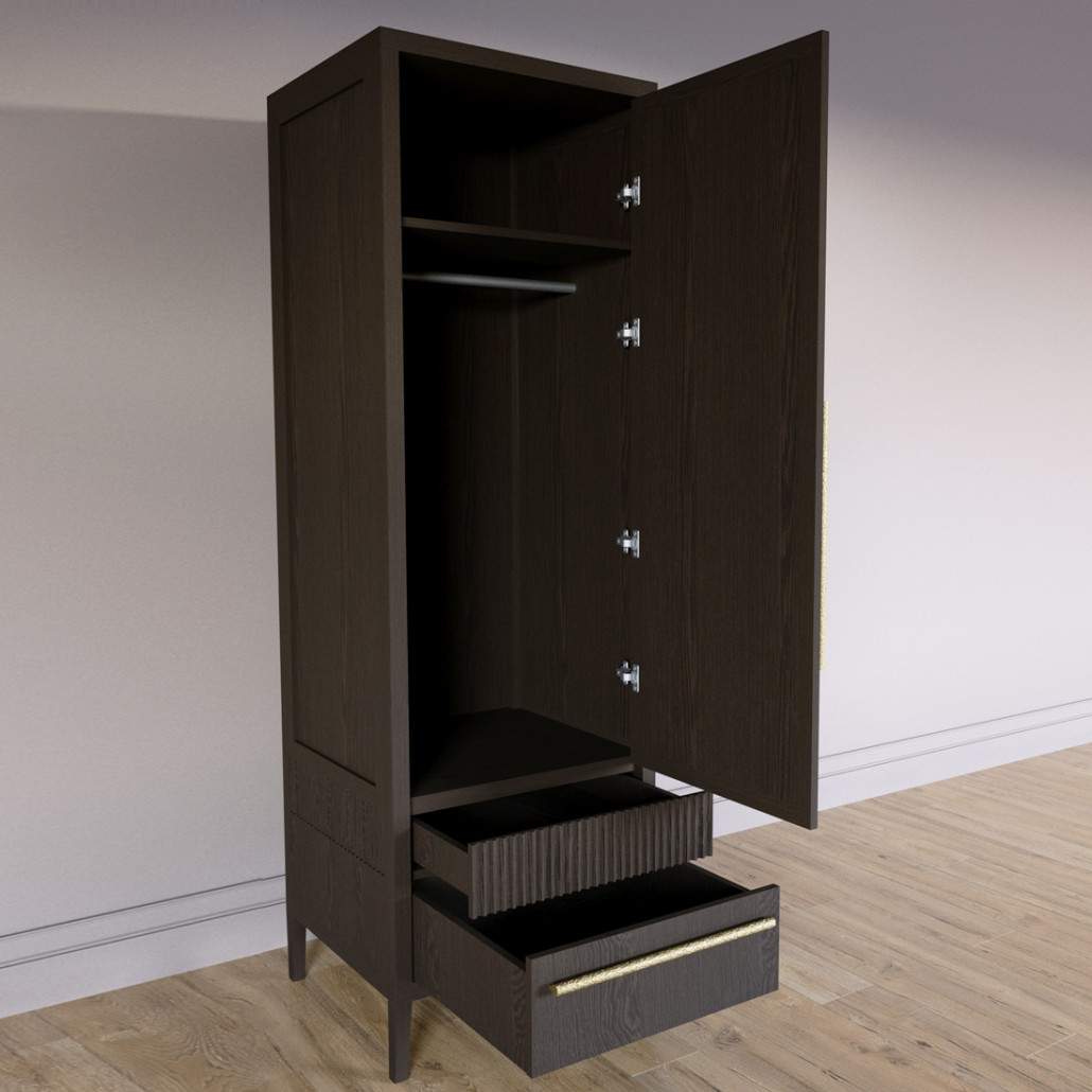 Узкий Шкаф Primo с 2 выдвижными ящиками Темный орех