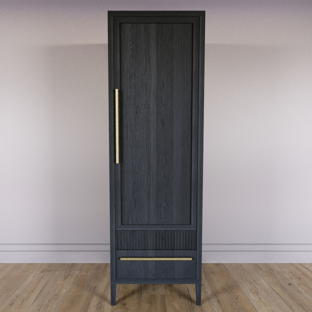 Узкий Шкаф Primo с 2 выдвижными ящиками Черный дуб