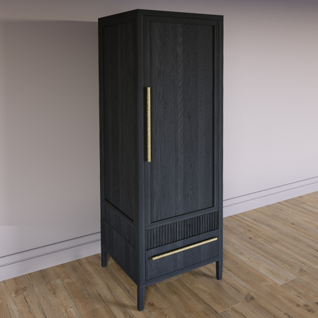 Узкий Шкаф Primo с 2 выдвижными ящиками Черный дуб