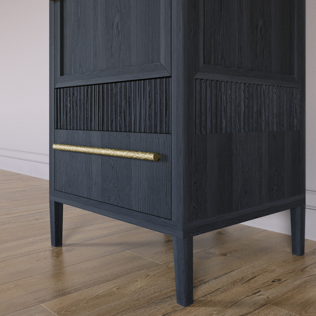 Узкий Шкаф Primo с 2 выдвижными ящиками Черный дуб