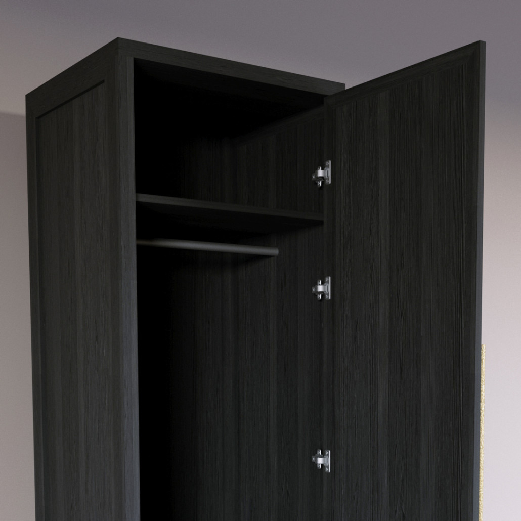 Узкий Шкаф Primo с 2 выдвижными ящиками Черный дуб