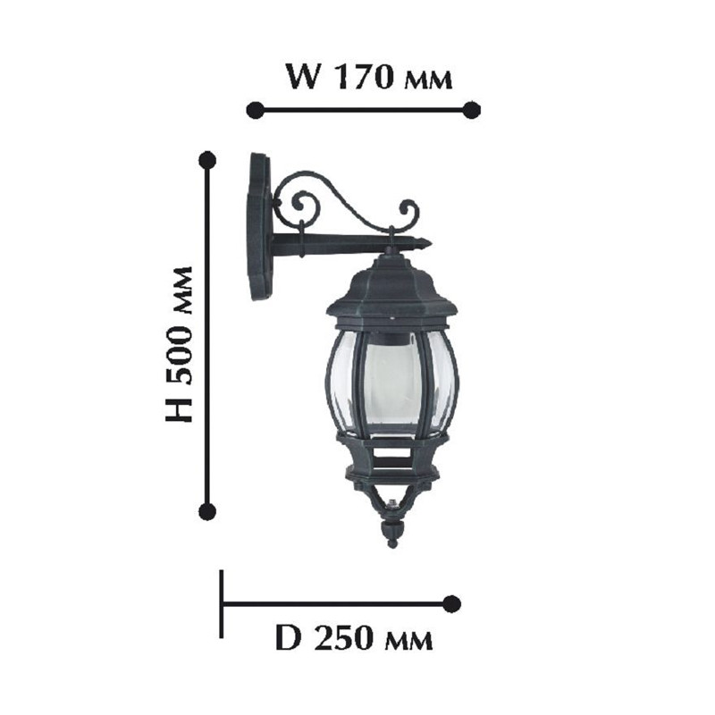 Уличное бра черного цвета с зеленой патиной LACRES