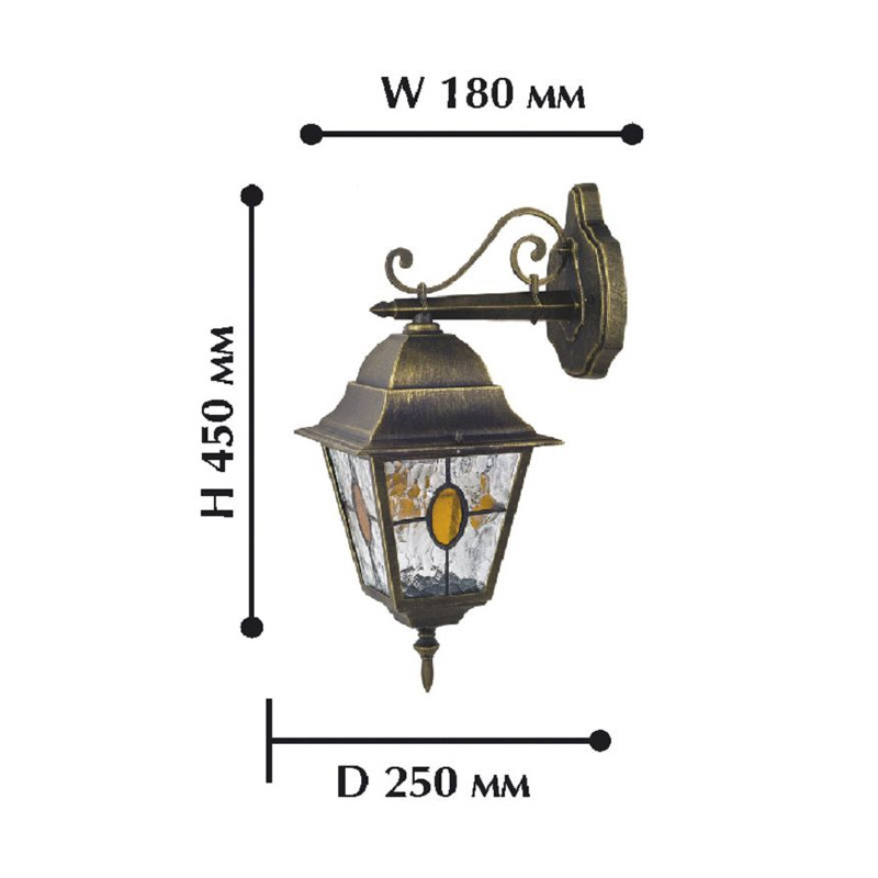 Уличное бра черного цвета с золотой патиной Sunset