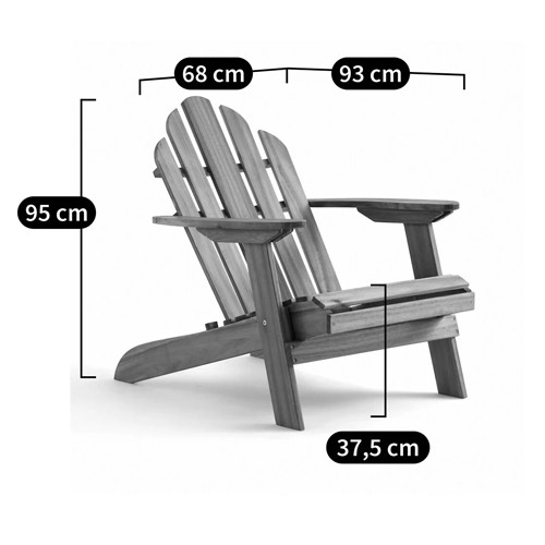 Уличное кресло из массива акации Adirondack Wooden Chair Natural