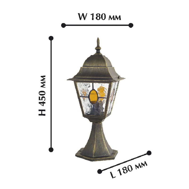 Уличный ландшафный светильник черного цвета с золотой патиной Sunset