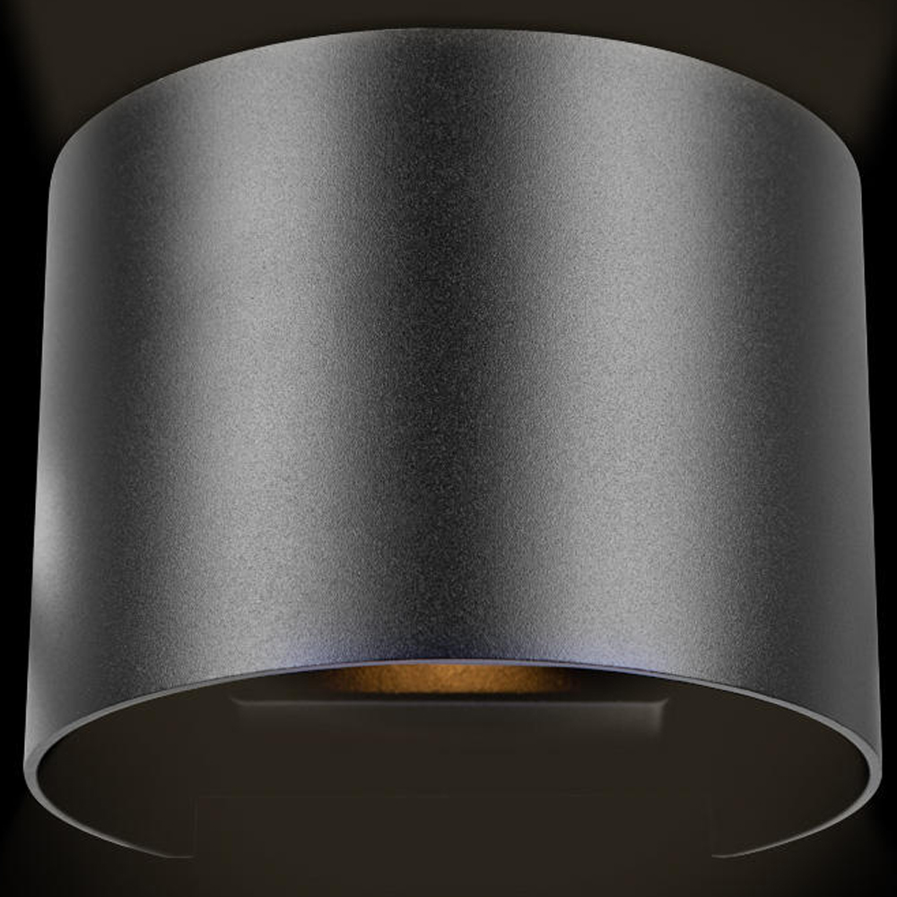 Уличный настенный светильник цилиндрической формы черного цвета из металла Urban Minimalist