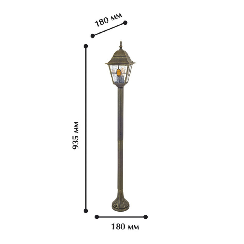 Уличный торшер черного цвета с золотой патиной Sunset