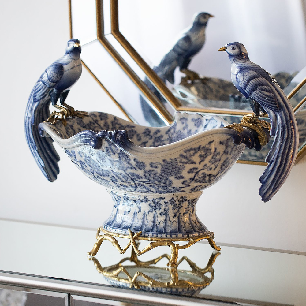 Фарфоровая чаша с птицами Blue and White