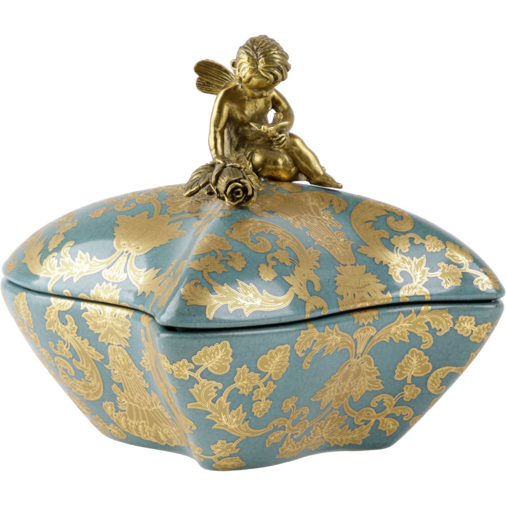 Фарфоровая шкатулка Angel with a rose