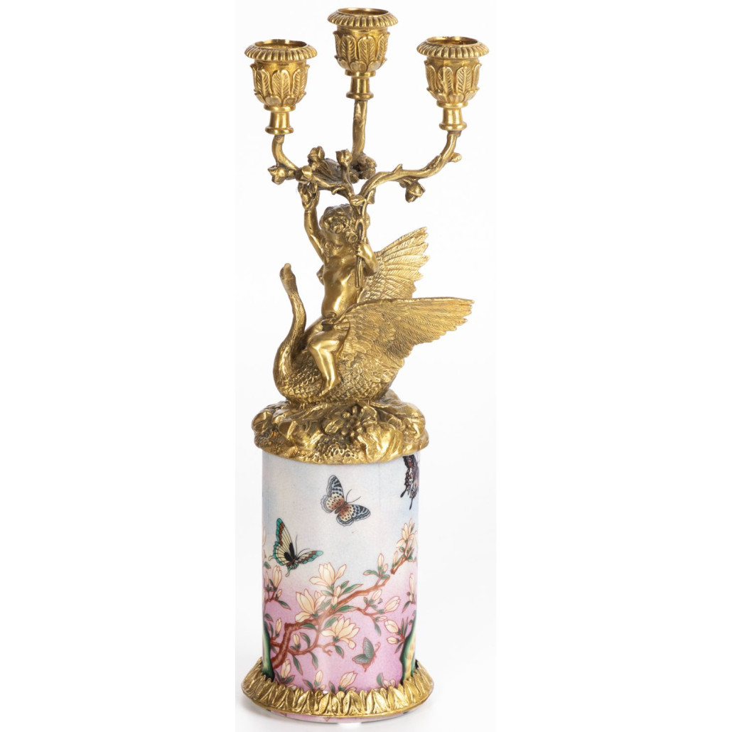 Фарфоровый подсвечник Лебедь с ангелом Asse