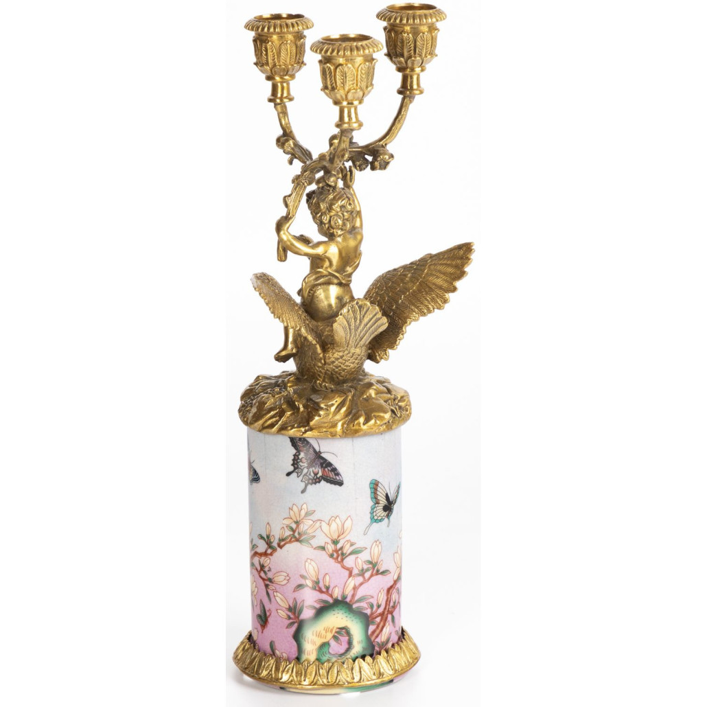 Фарфоровый подсвечник Лебедь с ангелом Asse