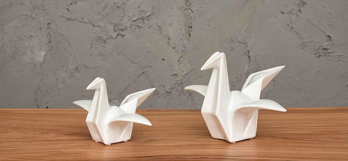 Фигурка в виде оригами керамическая белая птица White Bird