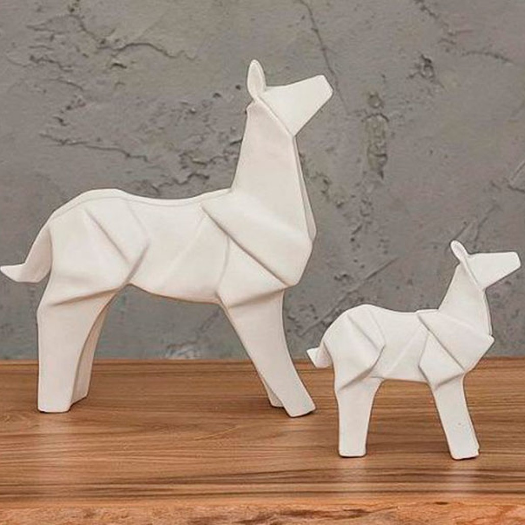 Фигурка в виде оригами керамическая белая собака White Dog