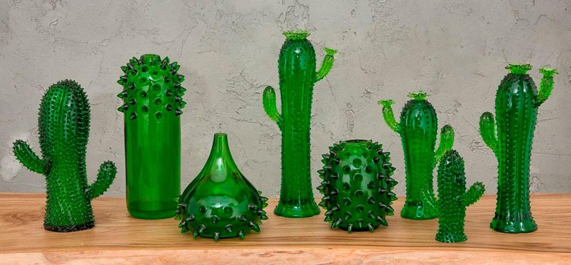 Фигурка кактус зеленый стекло Carl