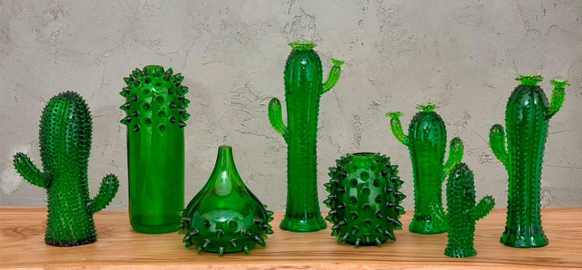 Фигурка кактус зеленый стекло Louis