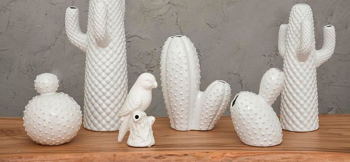 Фигурка керамика белый кактус White Cactus
