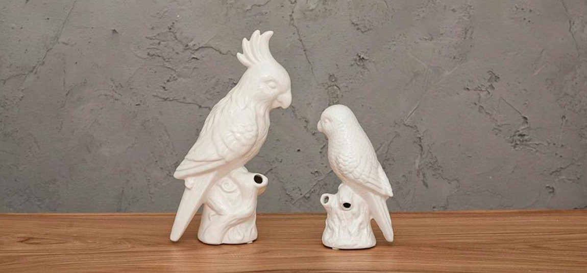 Фигурка керамика белый попугай Small Parrot