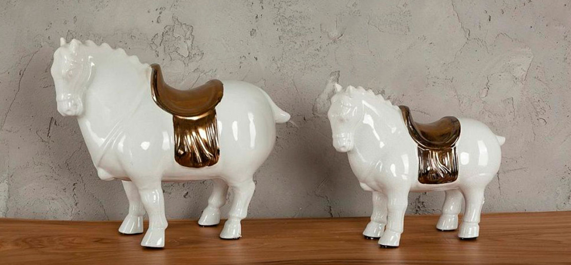 Фигурка керамика большая лошадь белая White Horse