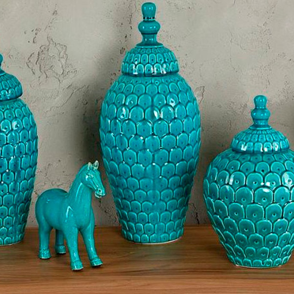 Фигурка керамика синяя лошадь Blue Horse