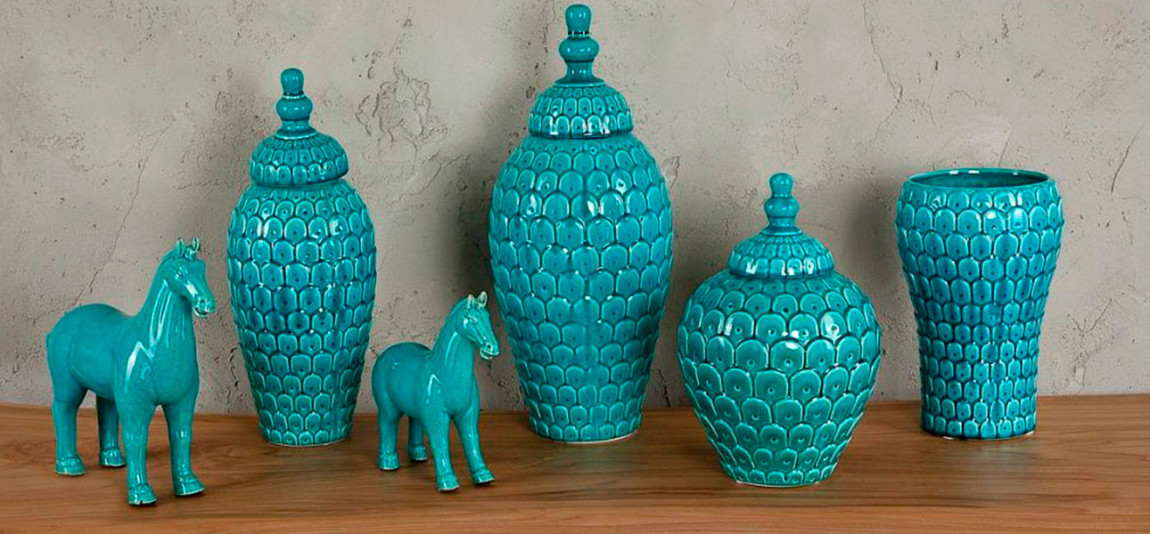 Фигурка керамика синяя лошадь Blue Horse