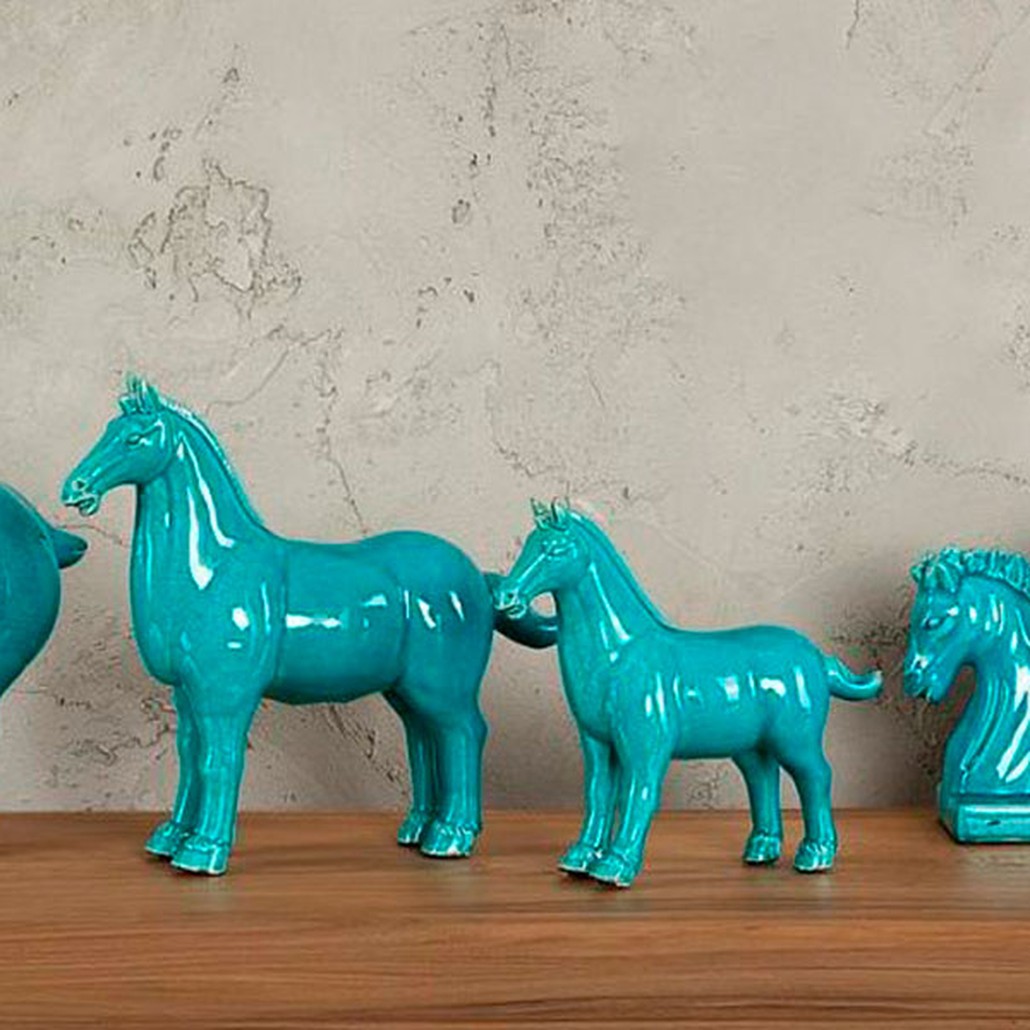 Фигурка керамика синяя лошадь Blue Horse