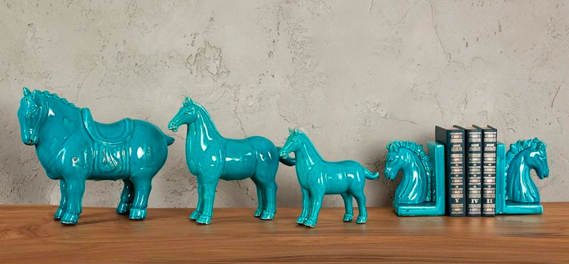 Фигурка керамика синяя лошадь Blue Horse