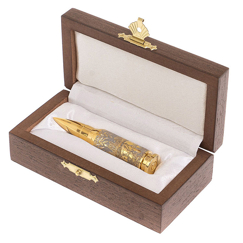 Флеш-карта USB 2.0 на 32 гб в виде пули с гравировкой природы в подарочной коробке Metal Flash Drive