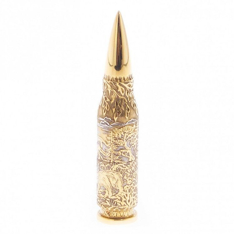 Флеш-карта USB 2.0 на 32 гб в виде пули с гравировкой природы в подарочной коробке Metal Flash Drive