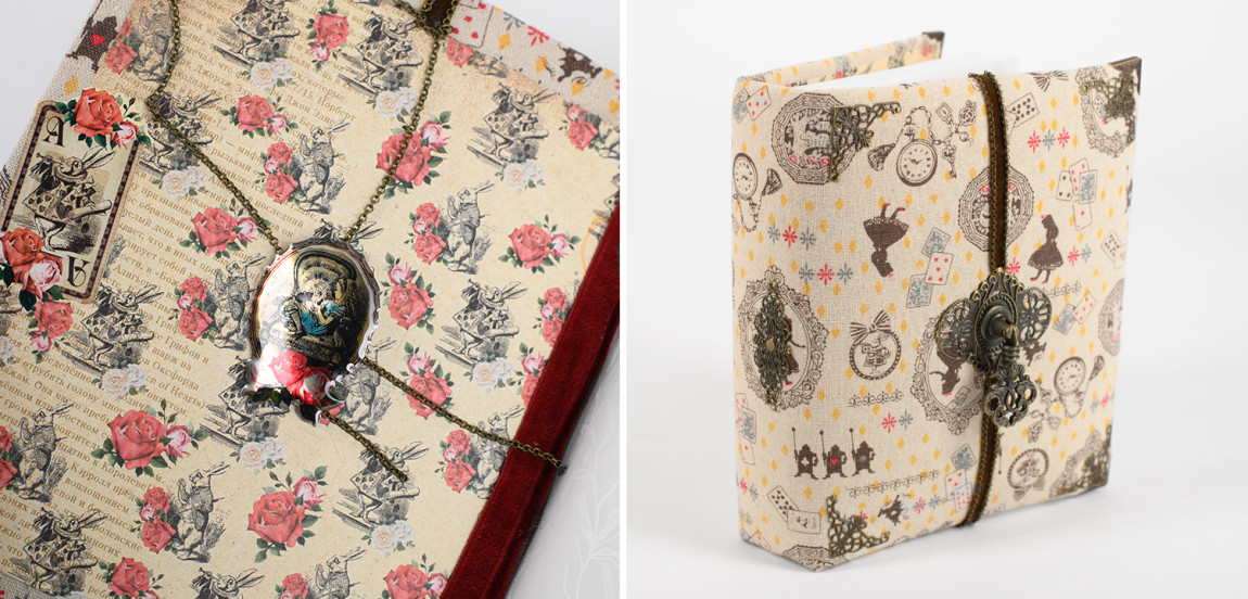Фотоальбом бежевый "Алиса в стране чудес" ручная работа